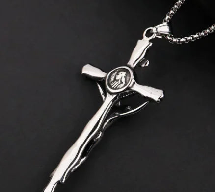 Crown of Thorns Silver Crucifix Necklace