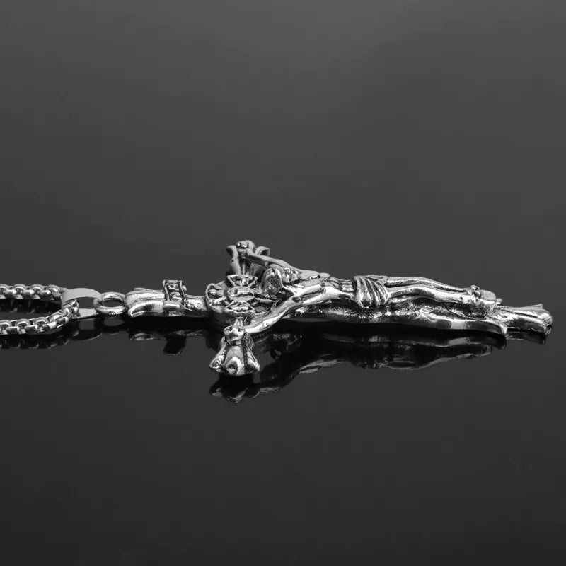 Crown of Thorns Silver Crucifix Necklace