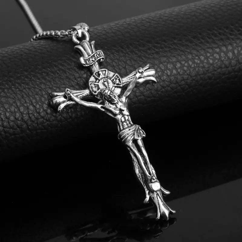 Crown of Thorns Silver Crucifix Necklace